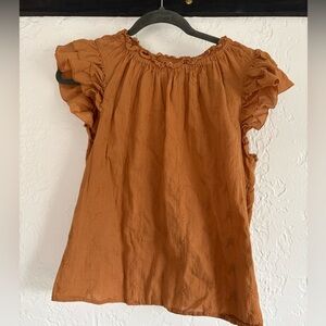 a new day Women's Flutter Sleeve Blouse - Rust
